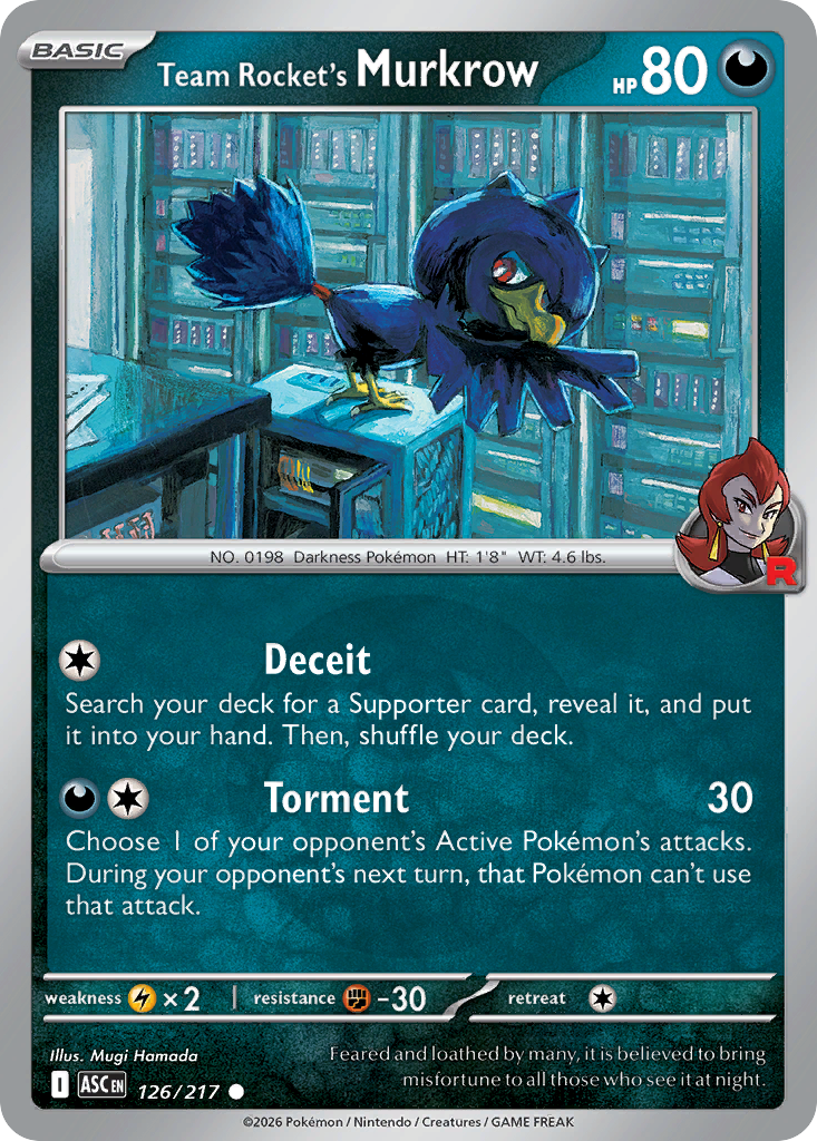 Team Rocket's Murkrow Reverse 126/217 Ascended Heroes Pokémon Card