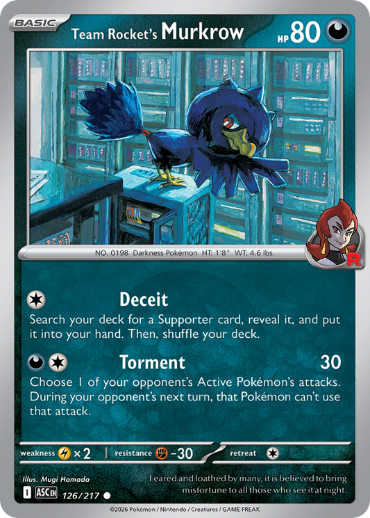 Team Rocket's Murkrow Reverse 126/217 Ascended Heroes Pokémon Card