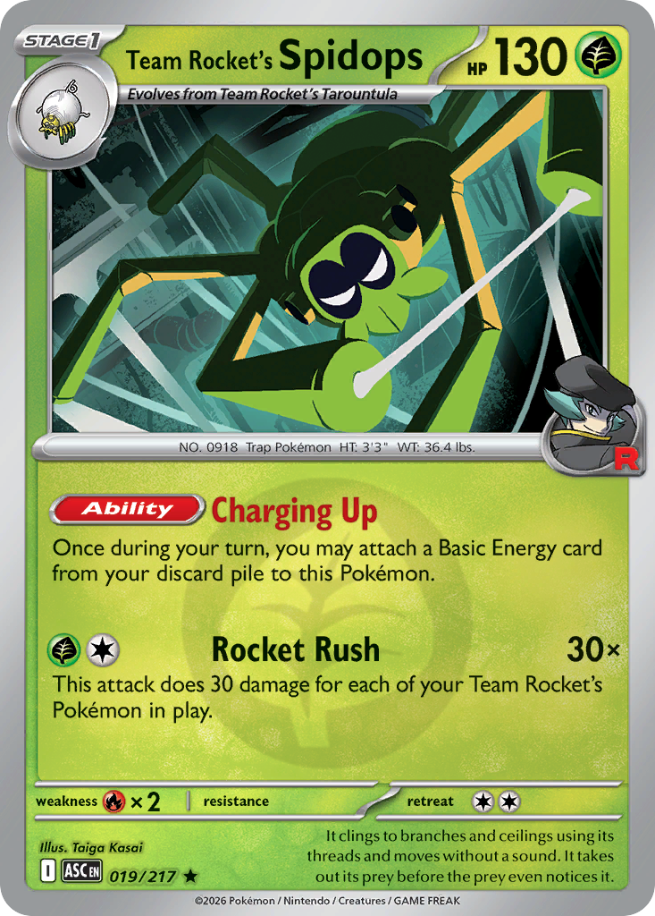 Team Rocket's Spidops Reverse 019/217 Ascended Heroes Pokémon Card