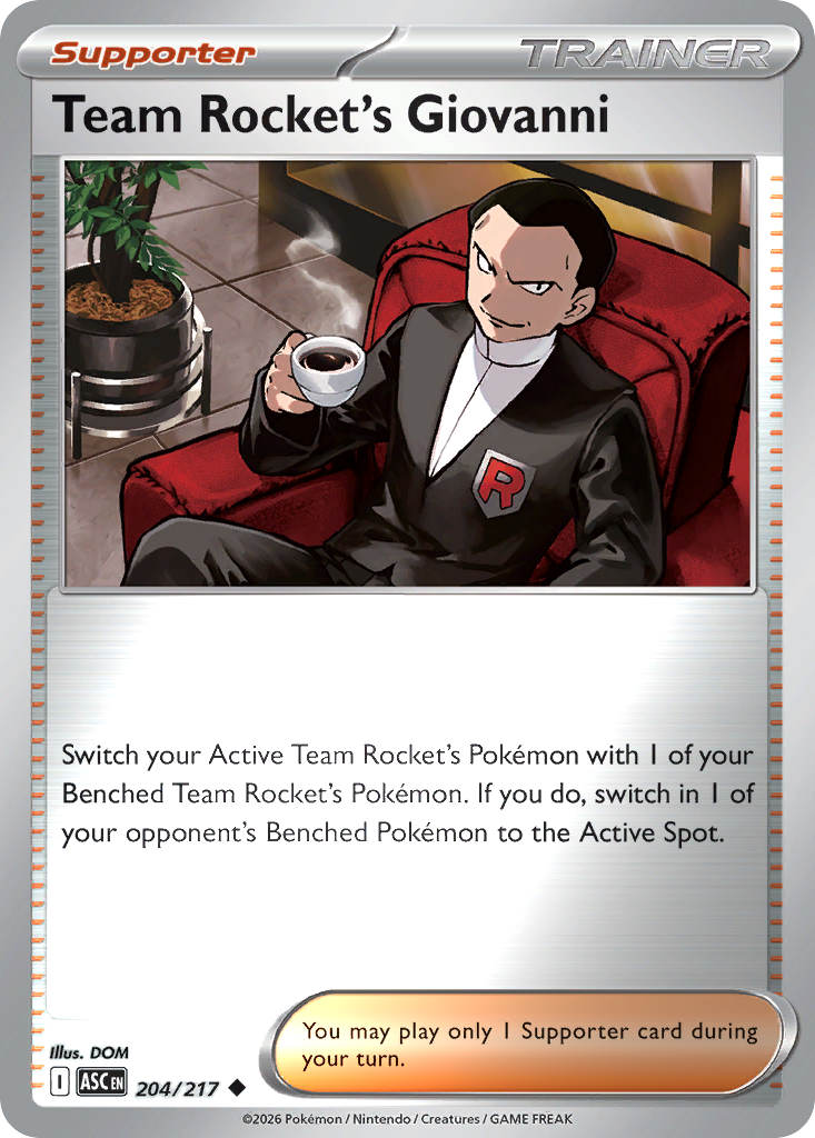 Team Rocket's Giovanni Reverse 204/217 Ascended Heroes Pokémon Card