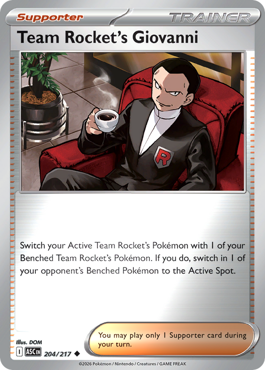 Team Rocket's Giovanni Reverse 204/217 Ascended Heroes Pokémon Card