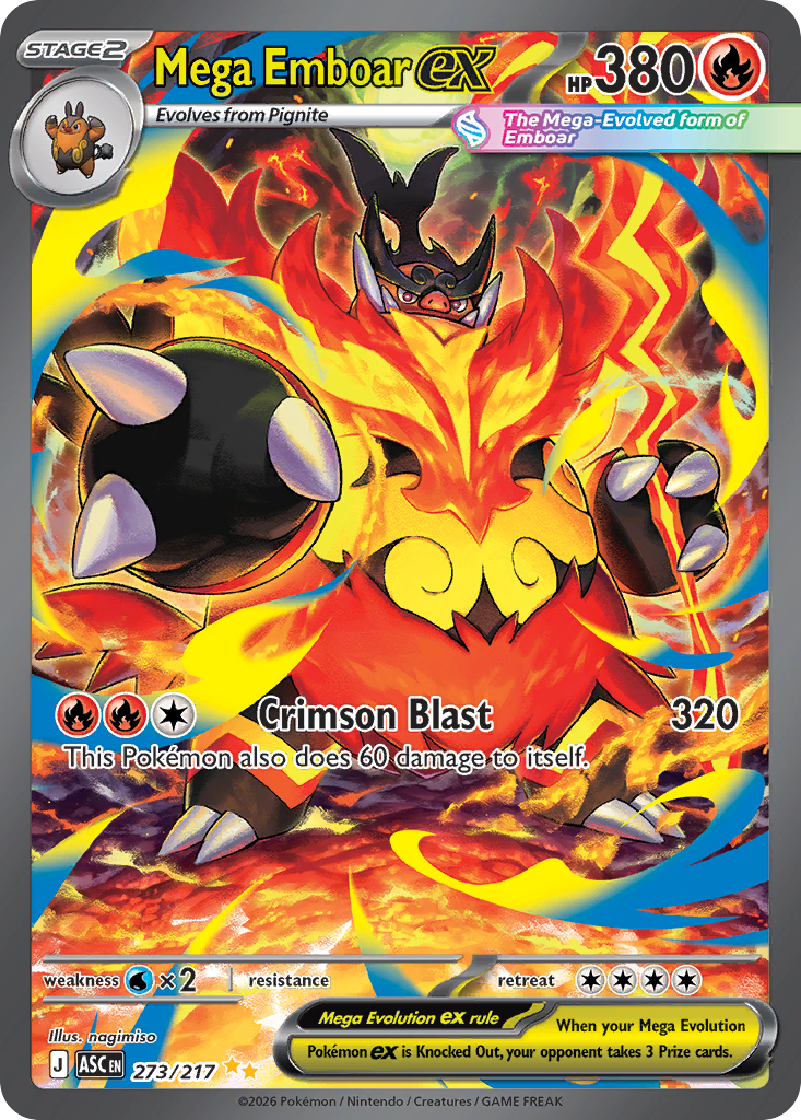 Mega Emboar ex Holofoil 273/217 Ascended Heroes Pokémon Card