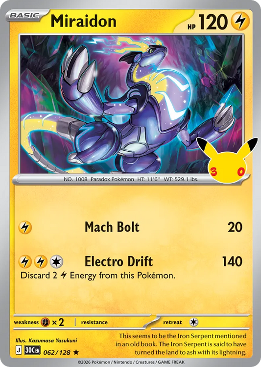 Miraidon Non-Holo 062/128 30th Celebration Pokémon Card