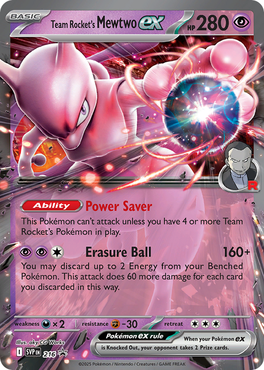 Team Rocket's Mewtwo ex Holo 216/225 SVP Black Star Promos Pokémon Card