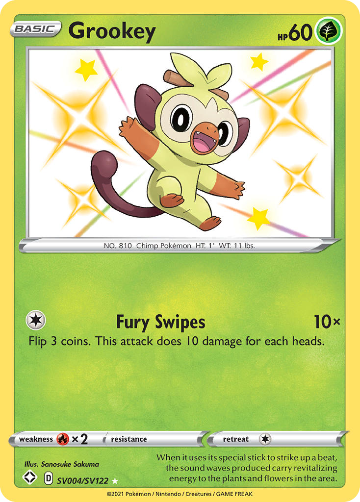 Grookey Holo 004/122 Shining Fates Shiny Vault Pokémon Card