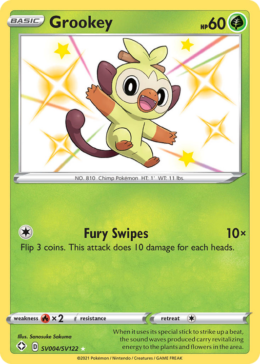Grookey Holo 004/122 Shining Fates Shiny Vault Pokémon Card