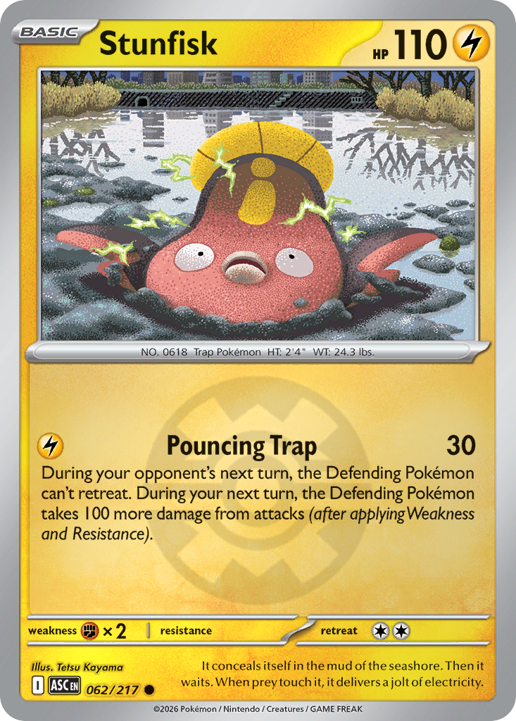 Stunfisk Reverse 062/217 Ascended Heroes Pokémon Card
