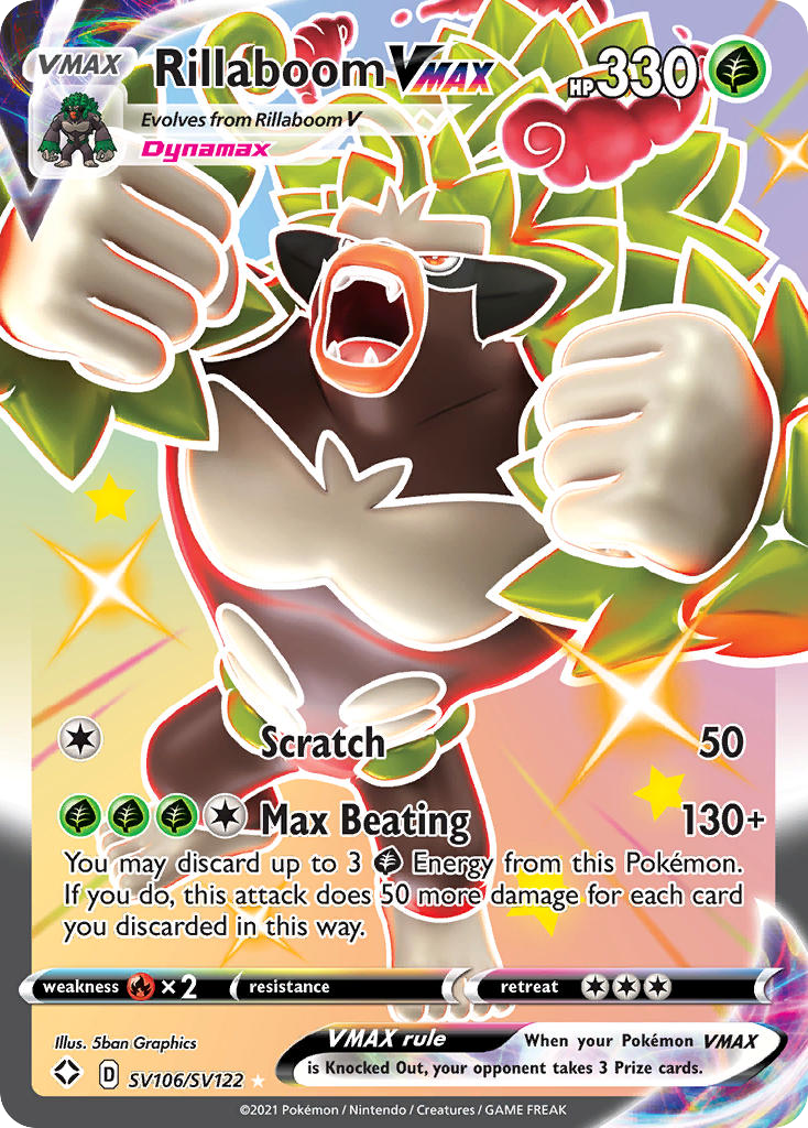 Rillaboom VMAX Holo 106/122 Shining Fates Shiny Vault Pokémon Card