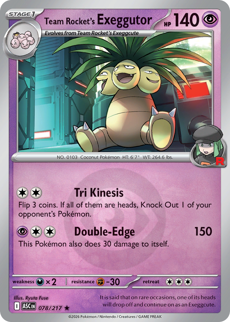 Team Rocket's Exeggutor Reverse 078/217 Ascended Heroes Pokémon Card