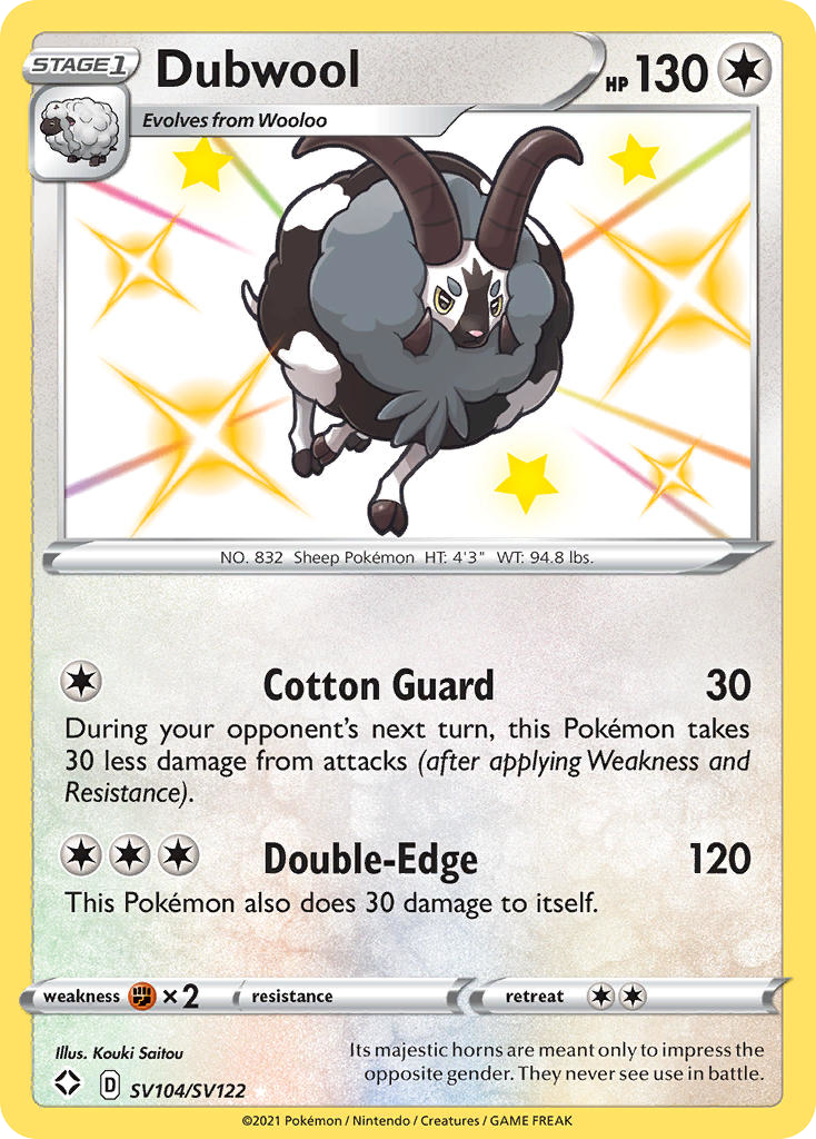 Dubwool Holo 104/122 Shining Fates Shiny Vault Pokémon Card
