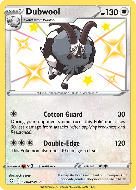 Dubwool Holo 104/122 Shining Fates Shiny Vault Pokémon Card