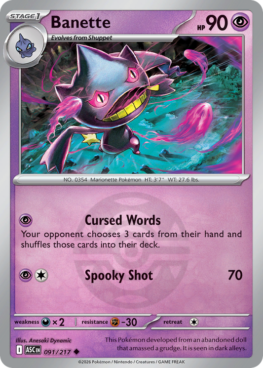 Banette Reverse 091/217 Ascended Heroes Pokémon Card