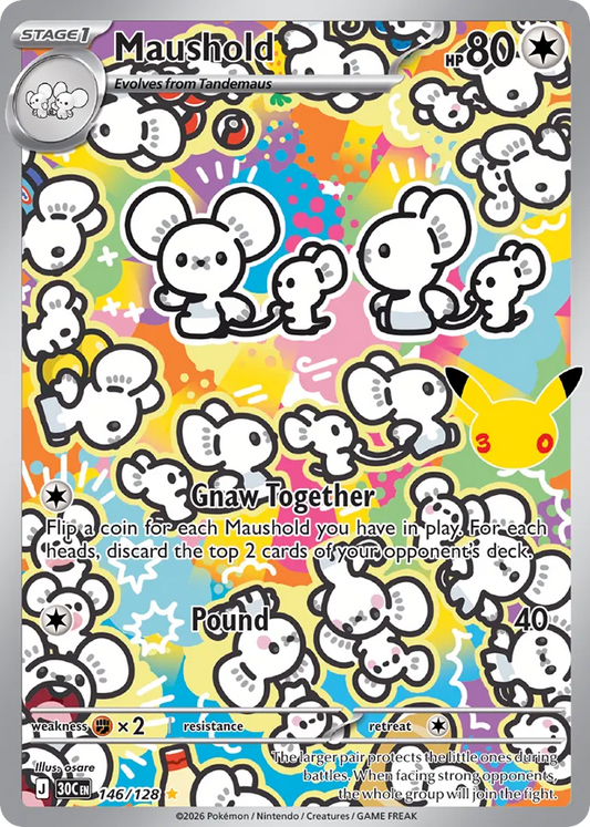Maushold Holofoil 146/128 30th Celebration Pokémon Card