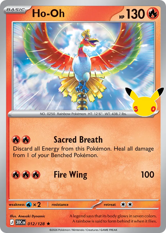 Ho-Oh Non-Holo 012/128 30th Celebration Pokémon Card