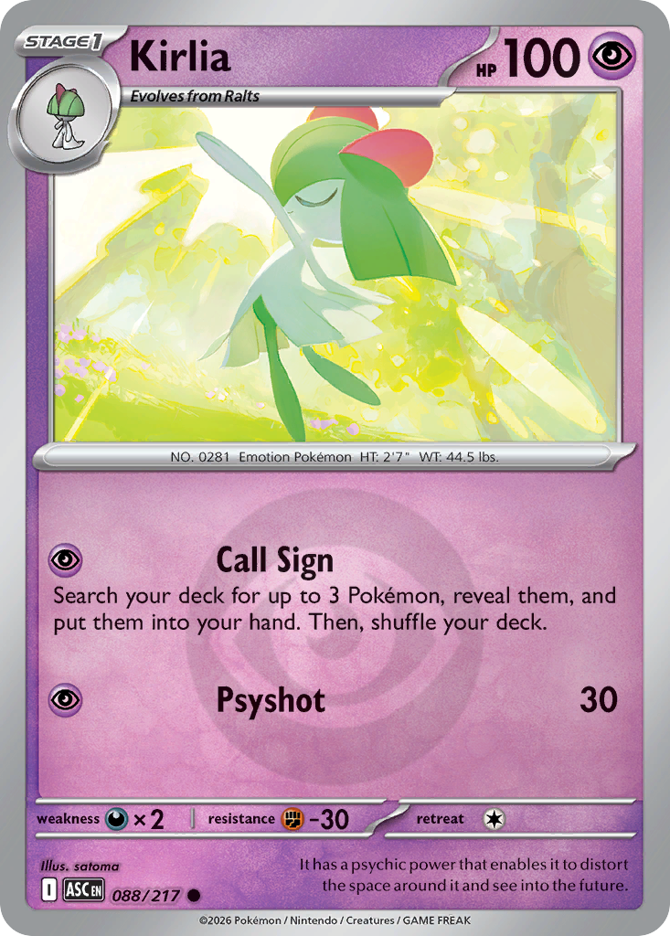 Kirlia Reverse 088/217 Ascended Heroes Pokémon Card