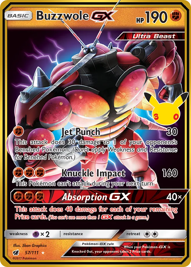Buzzwole GX Normal 013/0 30th Classic Collection Pokémon Card