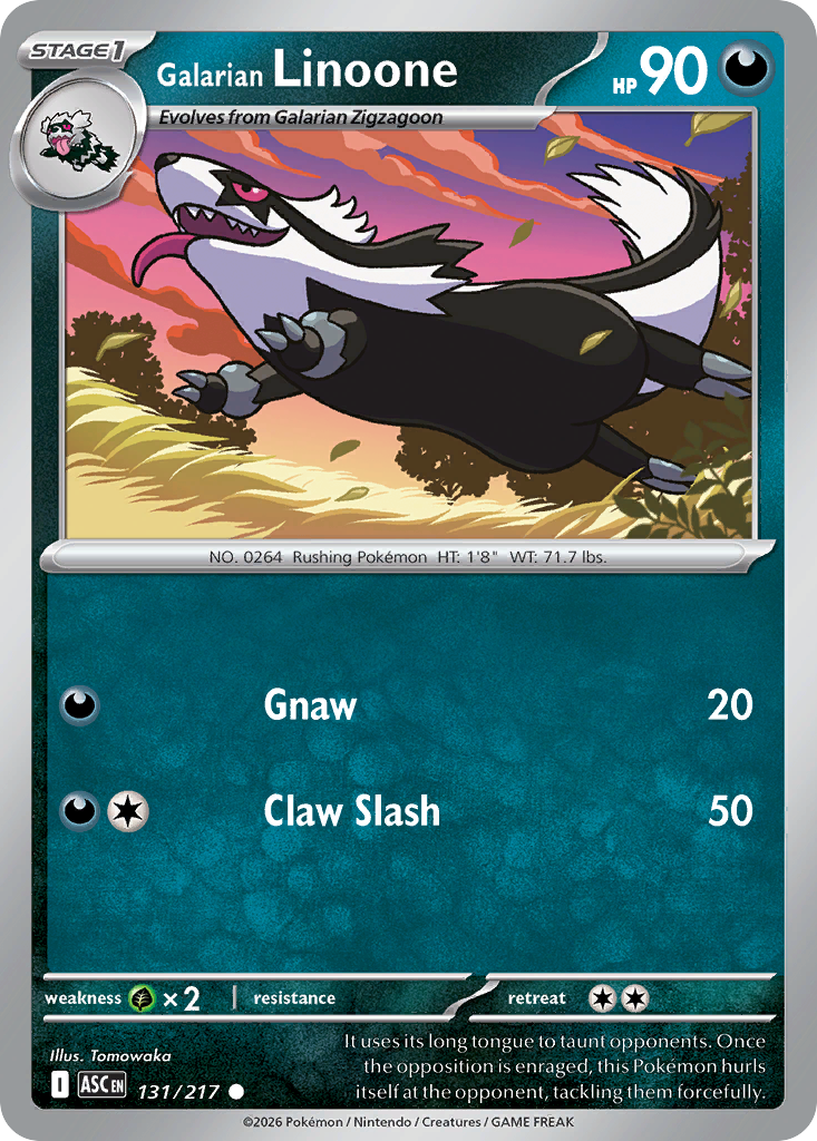 Galarian Linoone Non-Holo 131/217 Ascended Heroes Pokémon Card