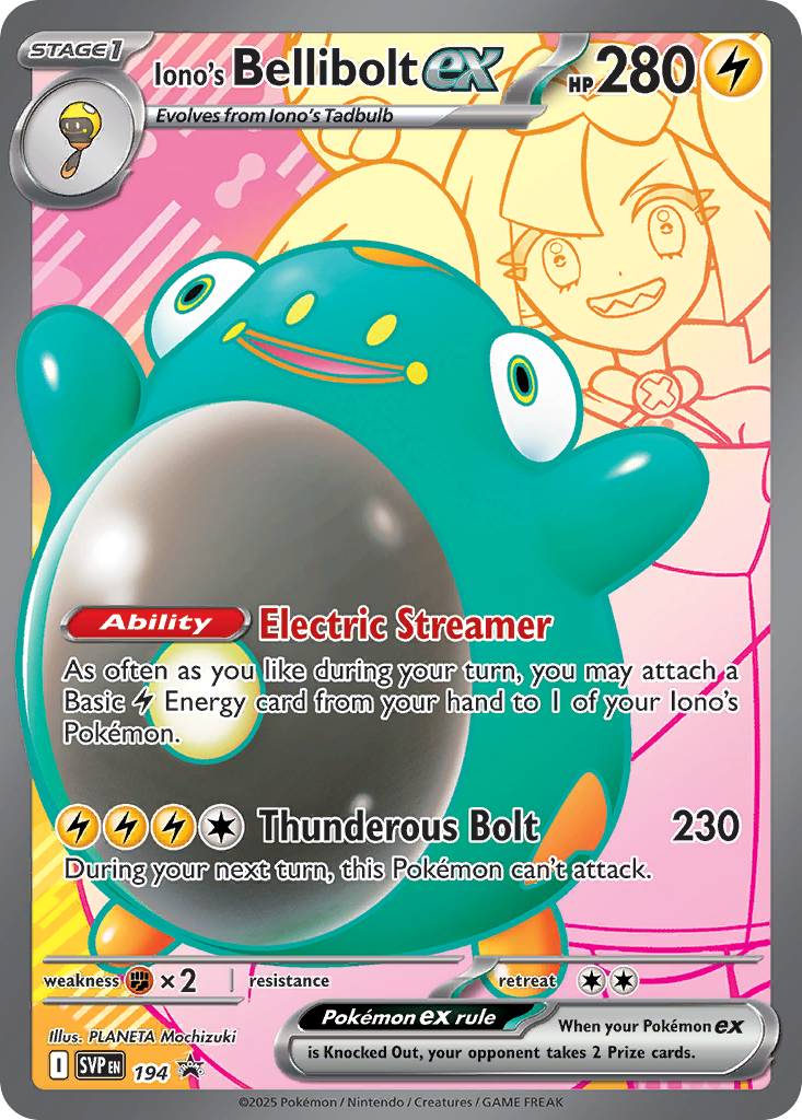 Iono's Bellibolt ex Holofoil 194/225 SVP Black Star Promos Pokémon Card