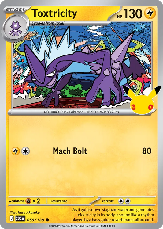 Toxtricity Non-Holo 059/128 30th Celebration Pokémon Card
