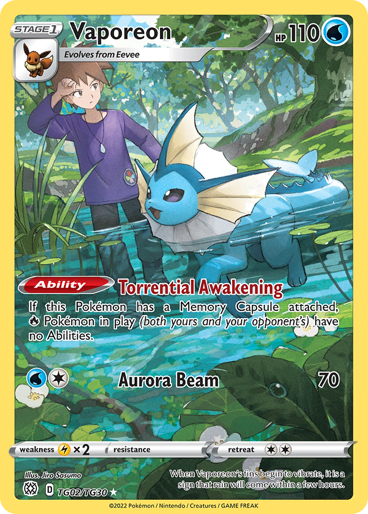 Vaporeon Holo 002/30 Brilliant Stars Trainer Gallery Pokémon Card