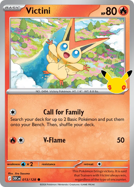 Victini Non-Holo 013/128 30th Celebration Pokémon Card