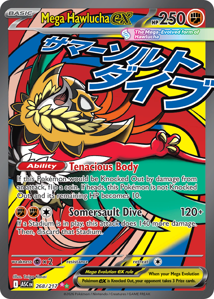 Mega Hawlucha ex Holofoil 268/217 Ascended Heroes Pokémon Card
