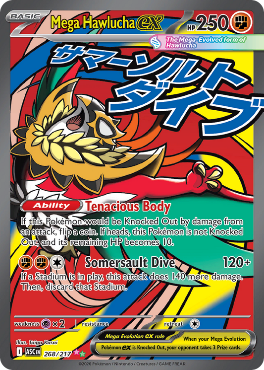 Mega Hawlucha ex Holofoil 268/217 Ascended Heroes Pokémon Card