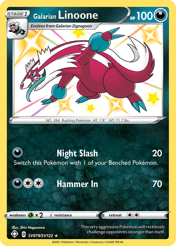 Galarian Linoone Holo 079/122 Shining Fates Shiny Vault Pokémon Card