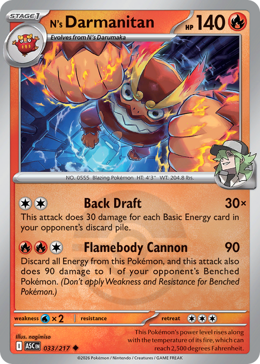 N's Darmanitan Reverse 033/217 Ascended Heroes Pokémon Card