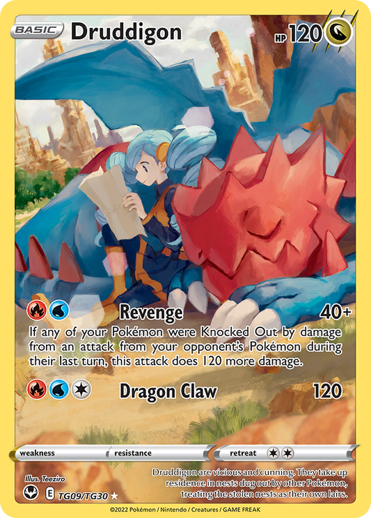 Druddigon Holo 009/30 Silver Tempest Trainer Gallery Pokémon Card