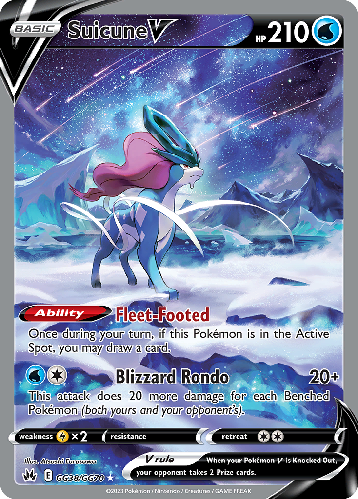 Suicune V Holo 038/70 Crown Zenith Galarian Gallery Pokémon Card