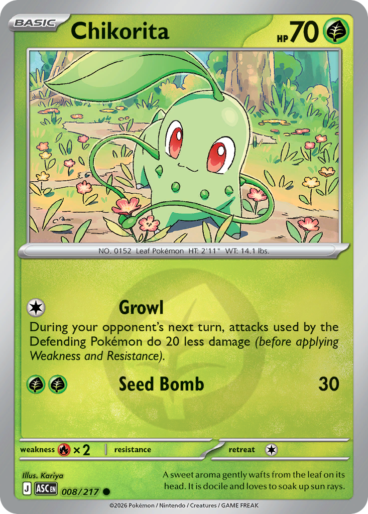 Chikorita Reverse 008/217 Ascended Heroes Pokémon Card