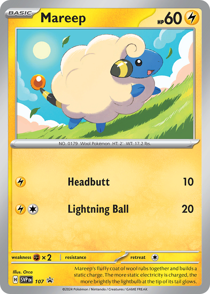 Mareep Non-Holo 107/225 SVP Black Star Promos Pokémon Card