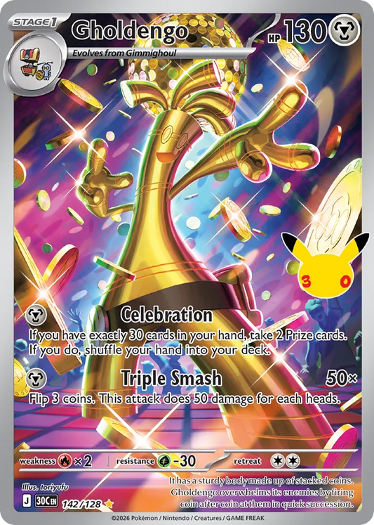 Gholdengo Holofoil 142/128 30th Celebration Pokémon Card