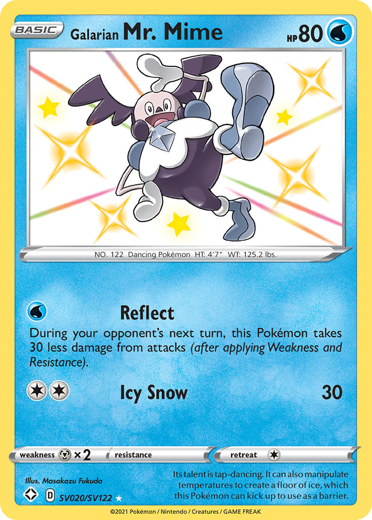 Galarian Mr. Mime Holo 020/122 Shining Fates Shiny Vault Pokémon Card