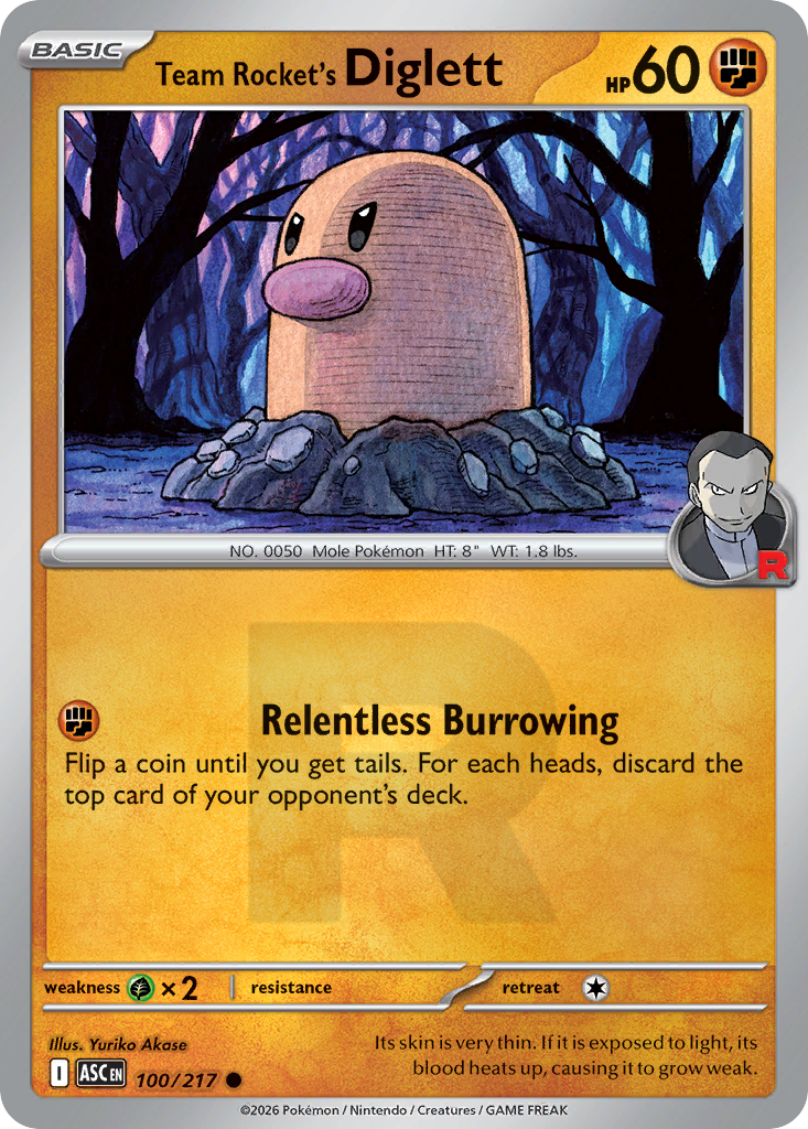 Team Rocket's Diglett Reverse 100/217 Ascended Heroes Pokémon Card