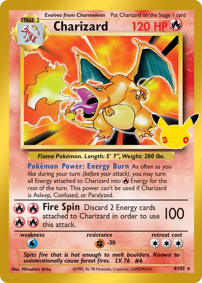 Charizard Normal 001/0 30th Classic Collection Pokémon Card