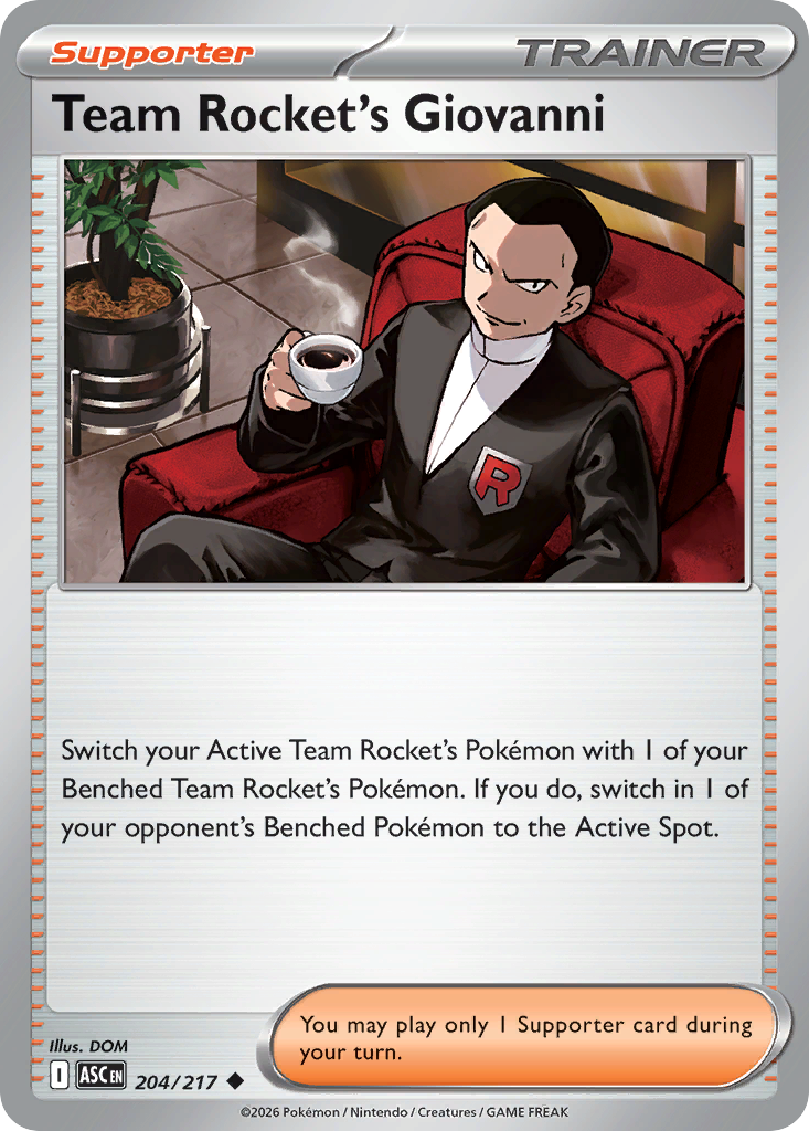 Team Rocket's Giovanni Non-Holo 204/217 Ascended Heroes Pokémon Card