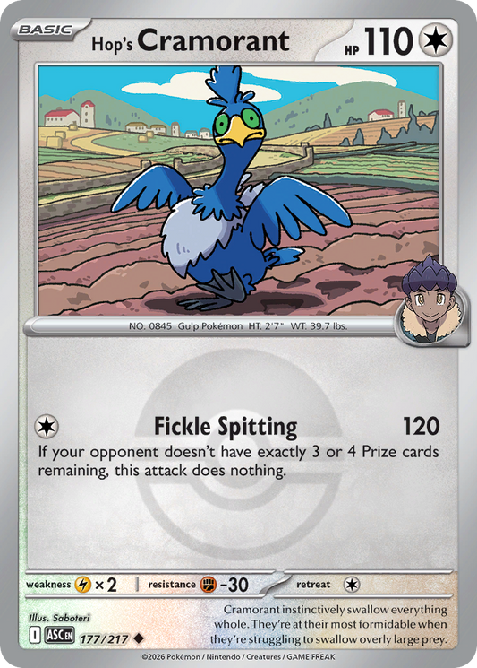 Hop's Cramorant Reverse 177/217 Ascended Heroes Pokémon Card