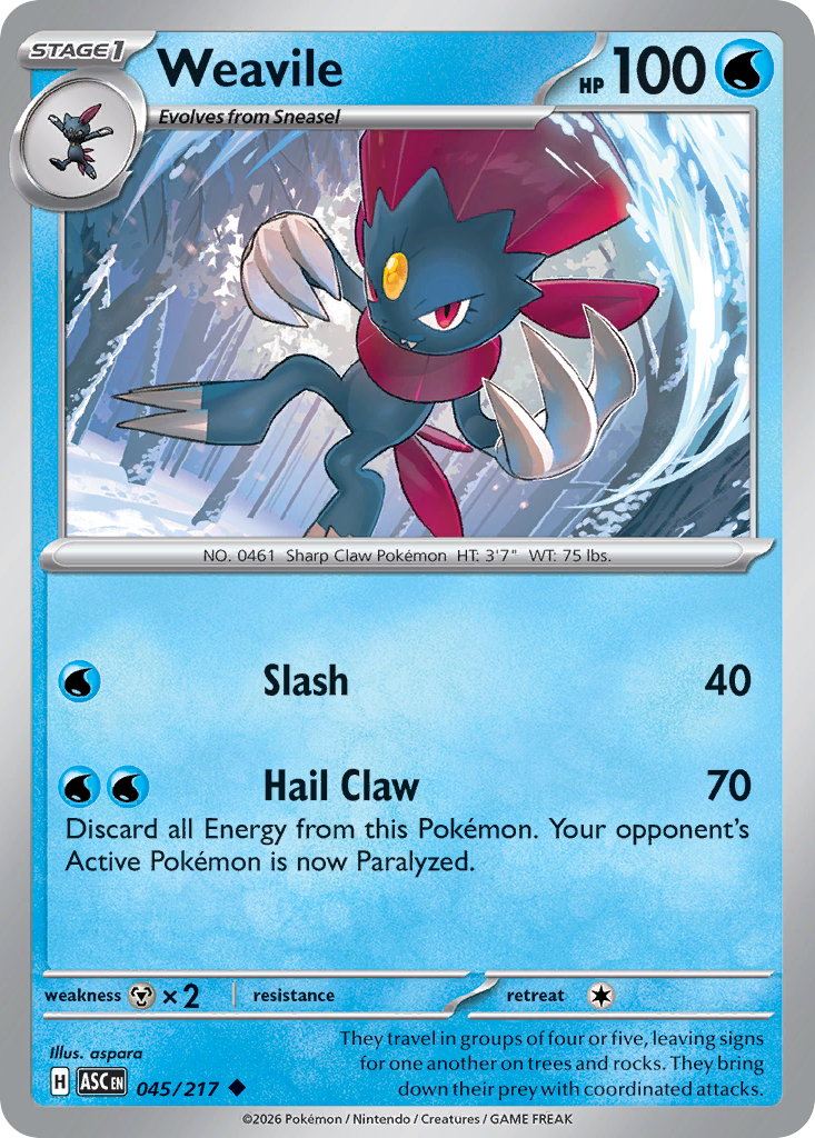 Weavile Non-Holo 045/217 Ascended Heroes Pokémon Card