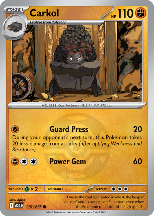 Carkol Reverse 119/217 Ascended Heroes Pokémon Card