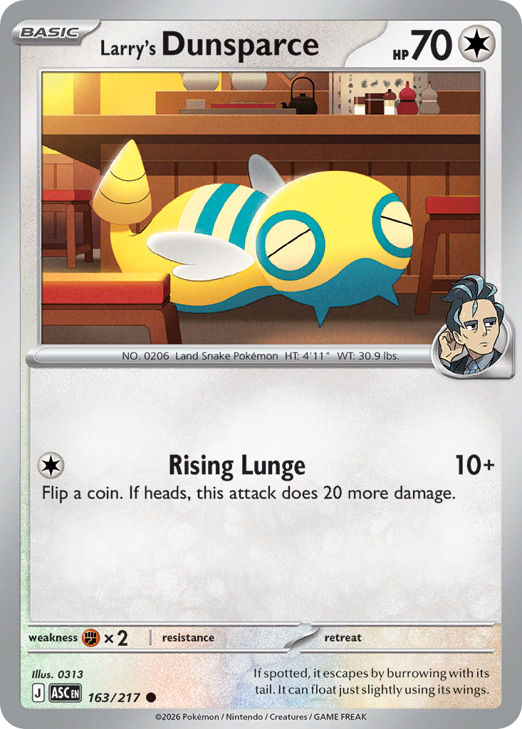 Larry's Dunsparce Non-Holo 163/217 Ascended Heroes Pokémon Card