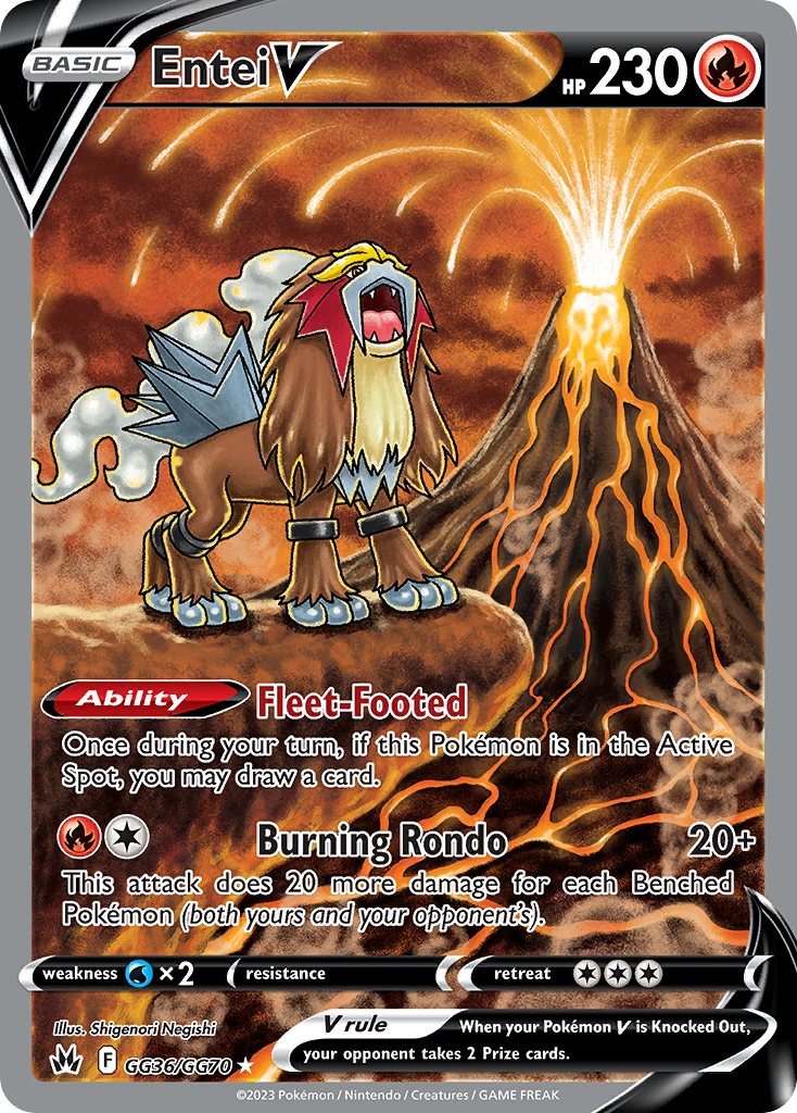 Entei V Holo 036/70 Crown Zenith Galarian Gallery Pokémon Card