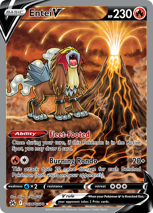Entei V Holo 036/70 Crown Zenith Galarian Gallery Pokémon Card