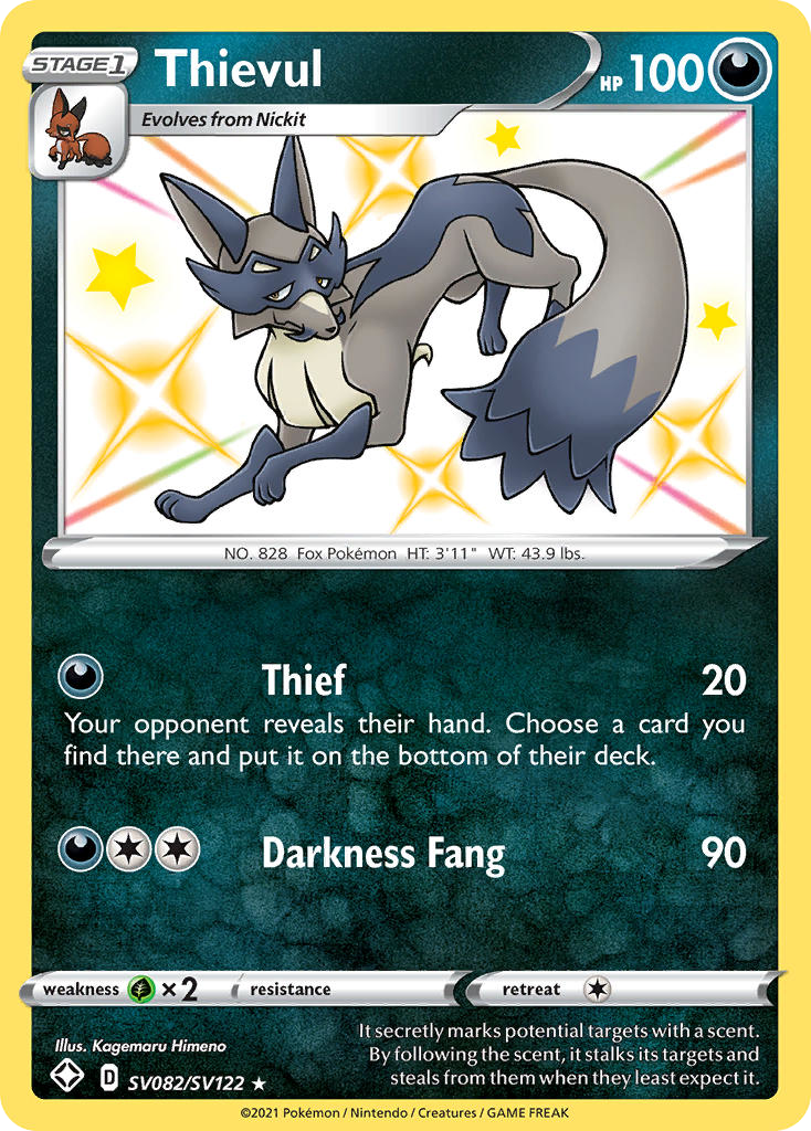 Thievul Holo 082/122 Shining Fates Shiny Vault Pokémon Card