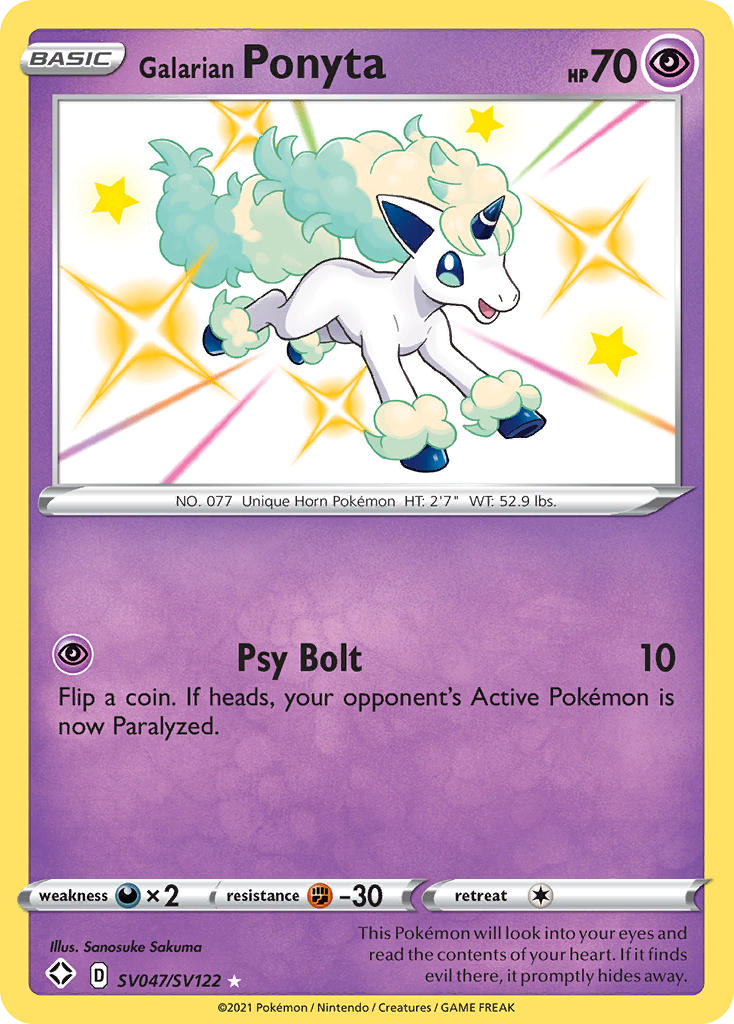 Galarian Ponyta Holo 047/122 Shining Fates Shiny Vault Pokémon Card