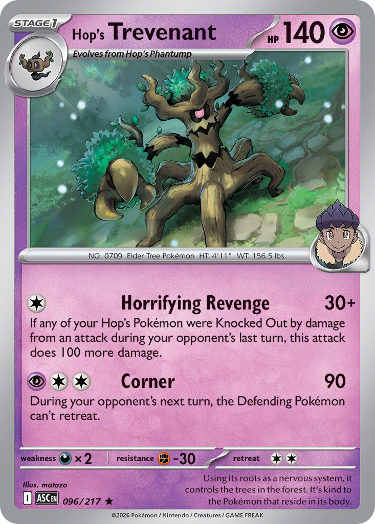 Hop's Trevenant Holofoil 096/217 Ascended Heroes Pokémon Card