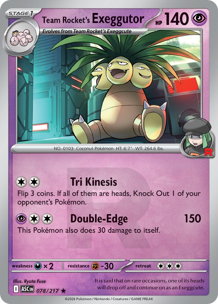 Team Rocket's Exeggutor Reverse 078/217 Ascended Heroes Pokémon Card