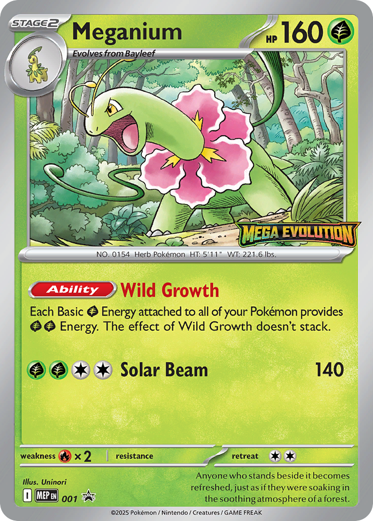 Meganium Holo 001/0 MEP Black Star Promos Pokémon Card