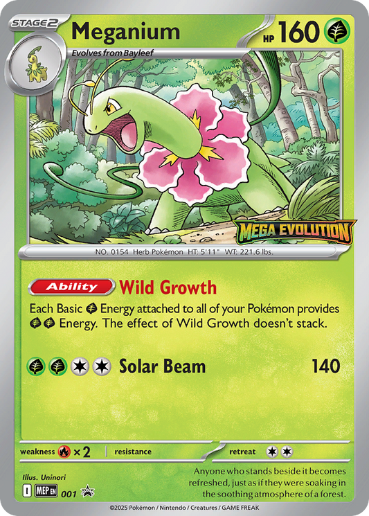 Meganium Holo 001/0 MEP Black Star Promos Pokémon Card